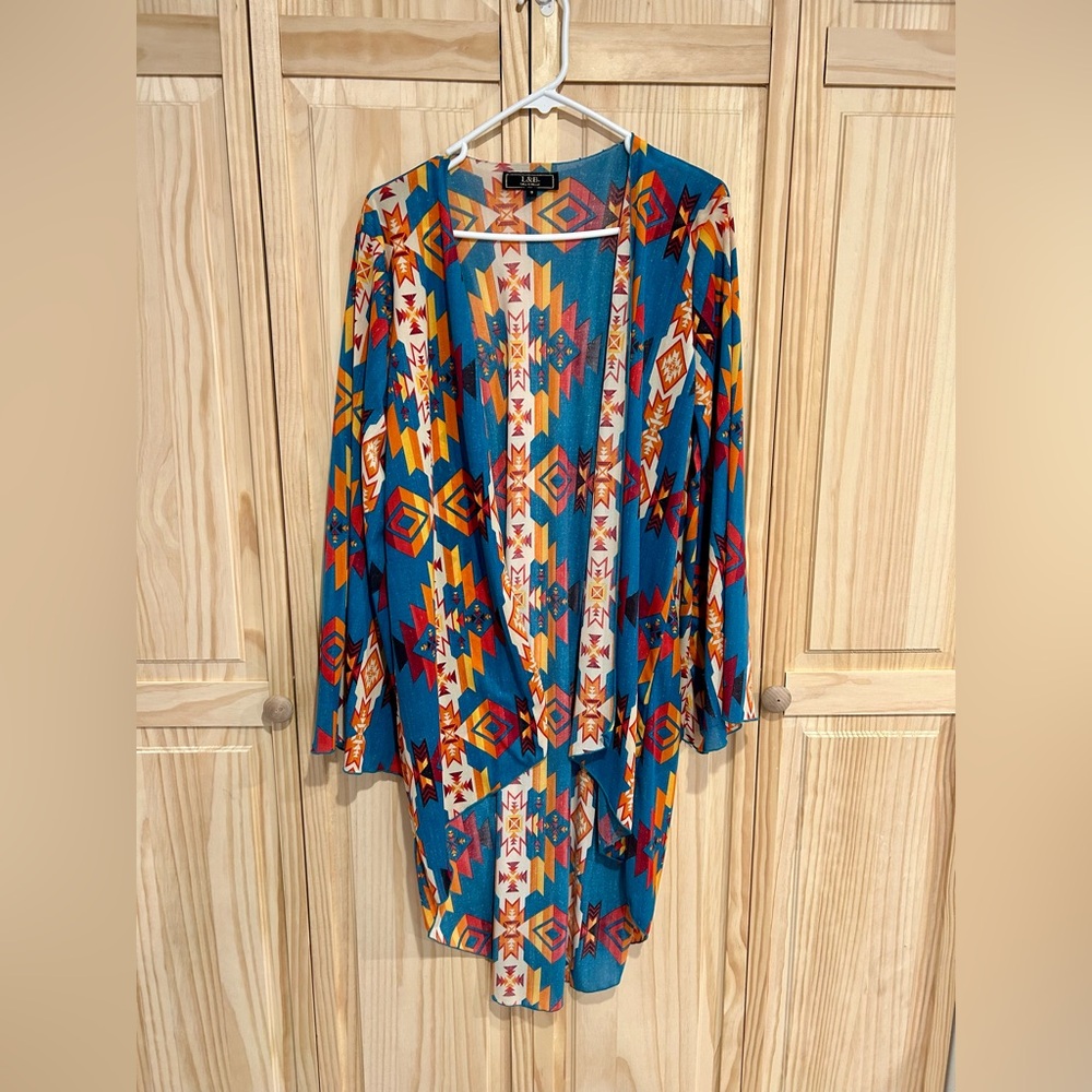 L&B Aztec western print kimono
